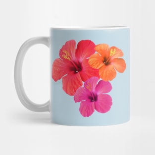 Red Orange Pink Hibiscus Flowers Mug